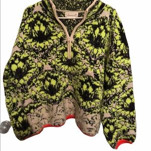 Anthropologie fuzzy tree sweater size L